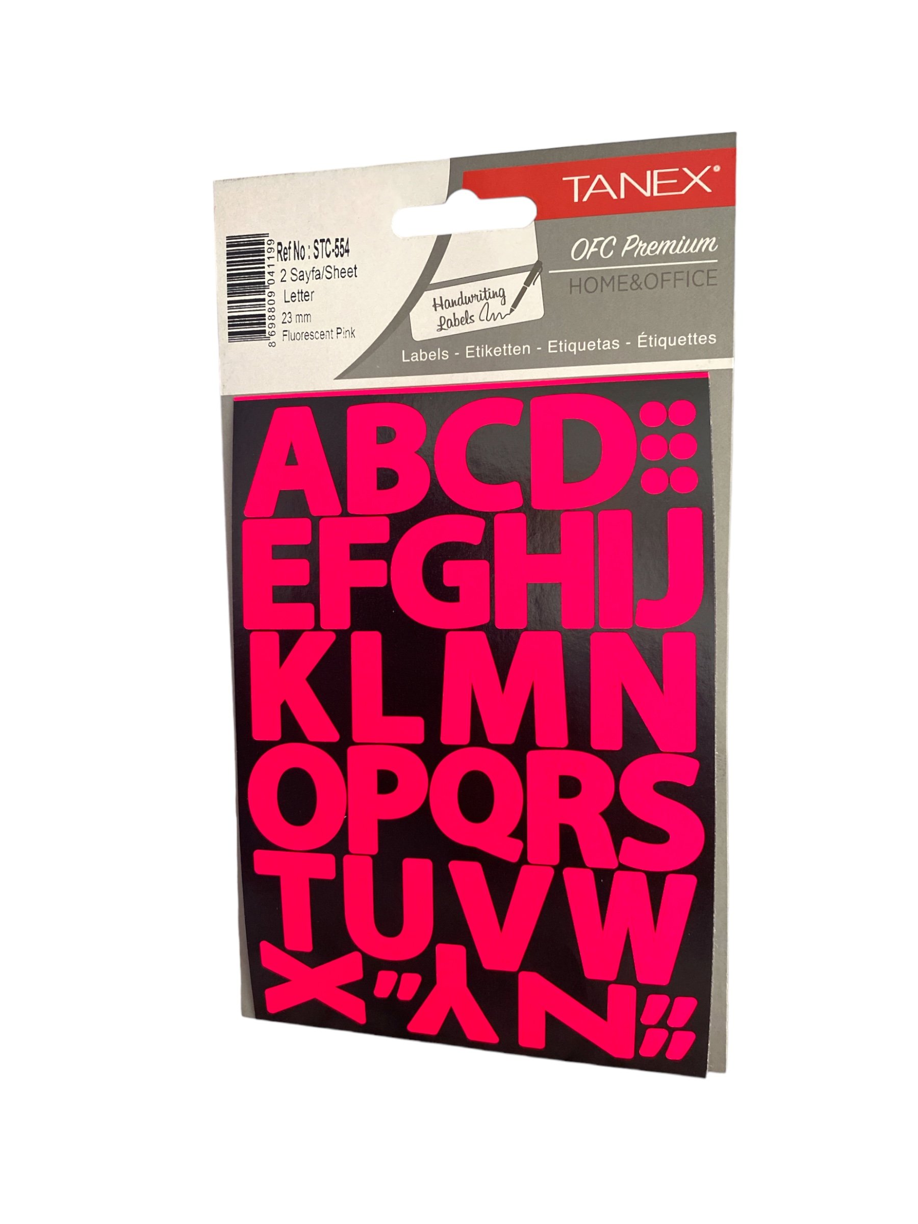 Tanex Stc-554 Harf Etiket 23 Mm – Neon Pembe (2 Syf)