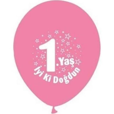 Nedi Pm-12159 Balon Baskılı 1 Yaş Pembe Renkli 16 Lı