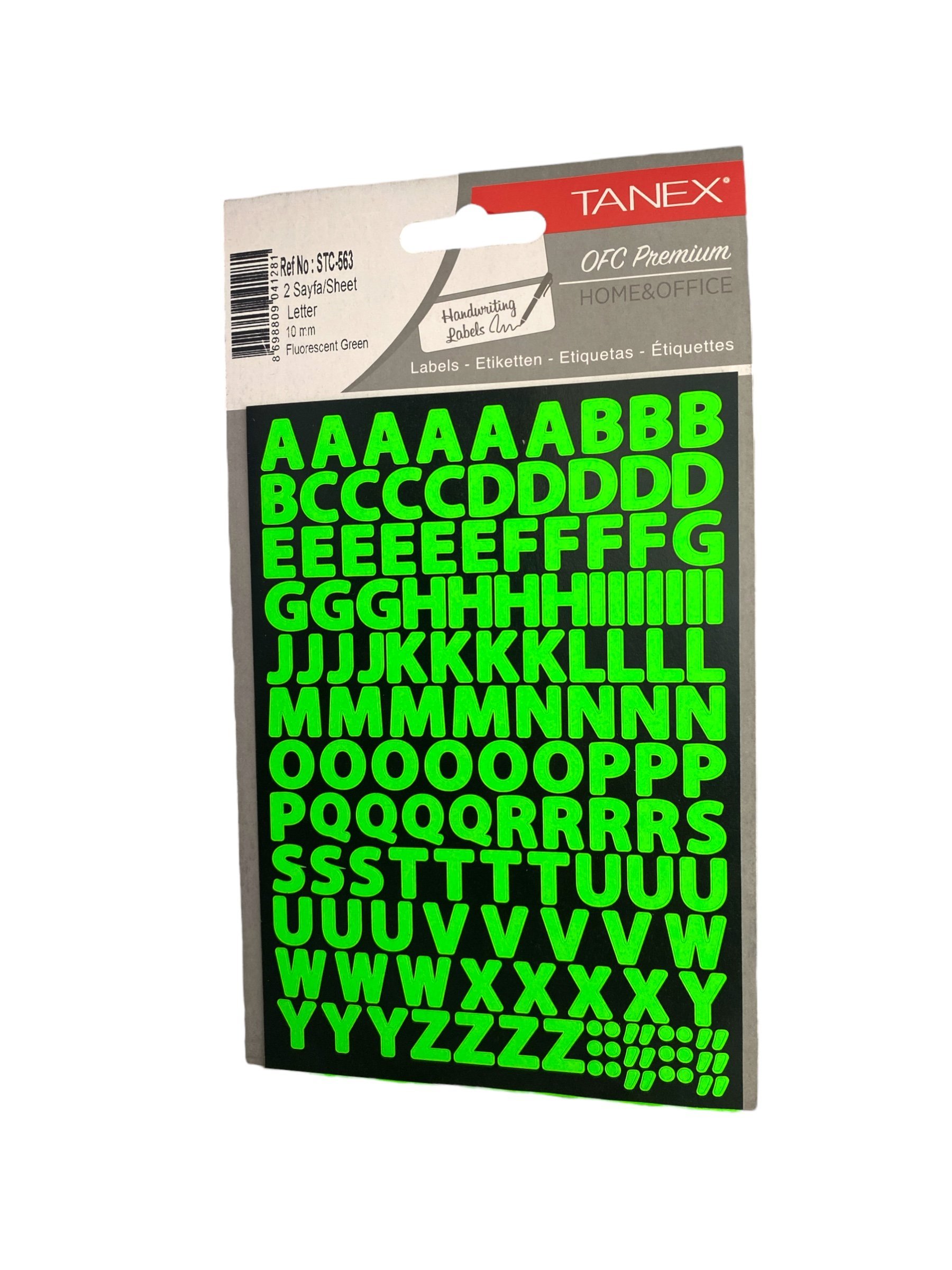 Tanex Stc-563 Harf Etiket 10 Mm – Neon Yeşil (2 Syf)