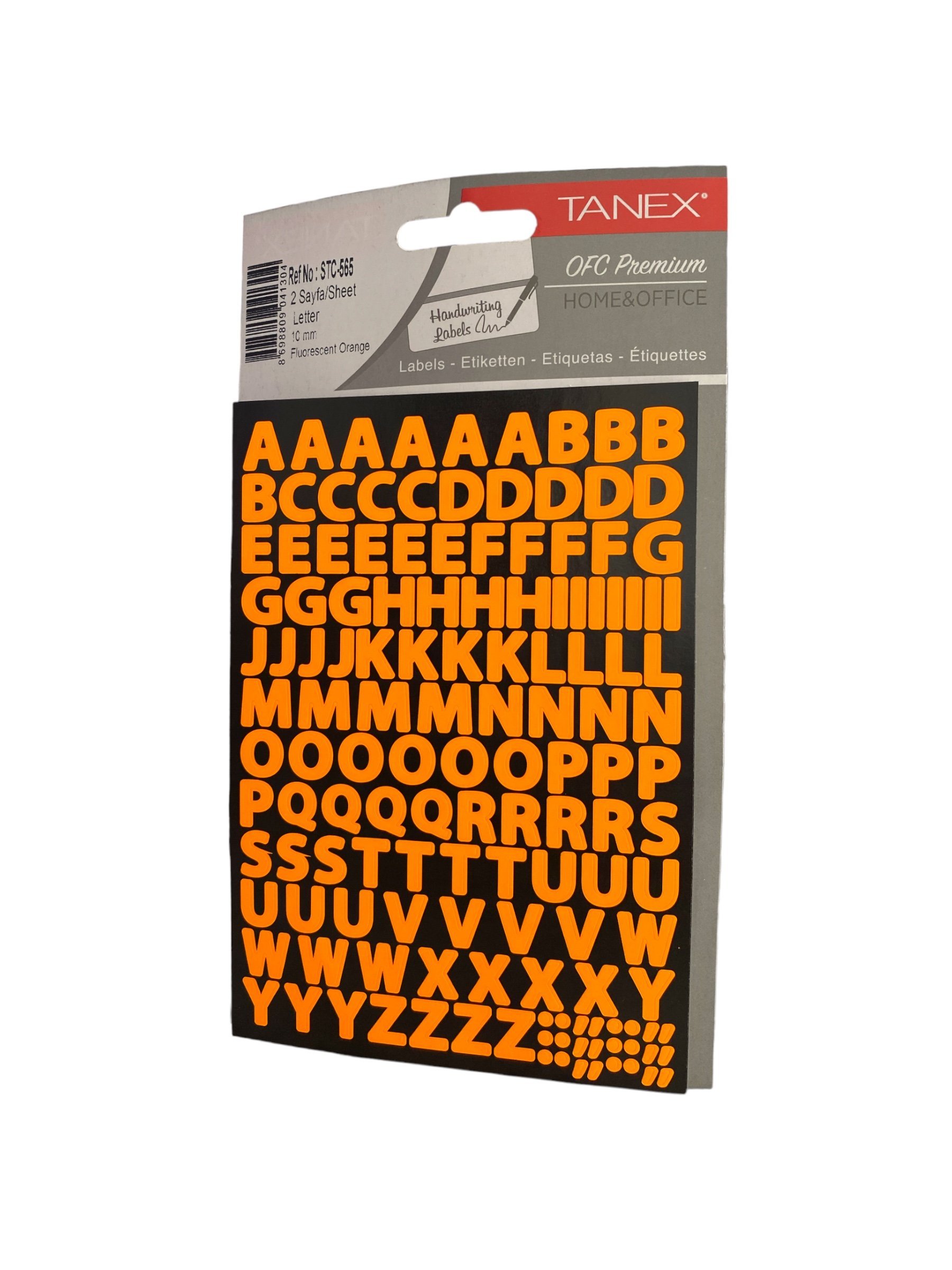 Tanex Stc-565 Harf Etiket 10 Mm – Neon Turuncu (2 Syf)