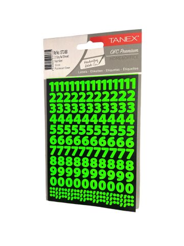 Tanex Stc-568 Rakam Etiket 10 Mm – Neon Yeşil (2 Syf)