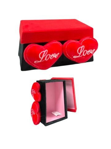 Aytan Gb-4 Kadife Pelüş Love Kalpli Dikdörtgen Hediye Kutusu (25x19x12 Cm)