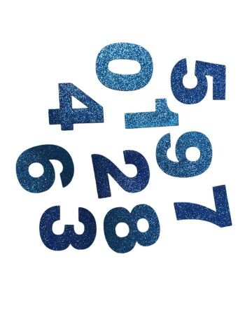 Kiddyworld Simli Eva Yapışkanlı Rakam  0 - 9 Set – Mavi (Rakam Boyutu 7 Cm)