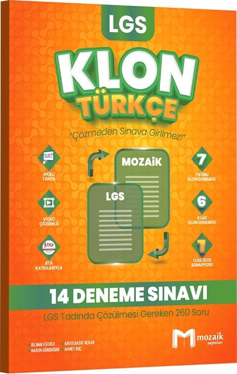 Mozaik Yayınları 8. Sınıf LGS Türkçe Klon 14 Deneme