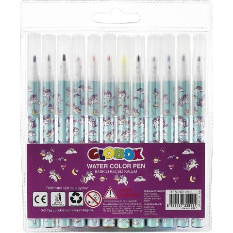 Globox 2911 Baskılı Keçeli Kalem 12Li Mavi