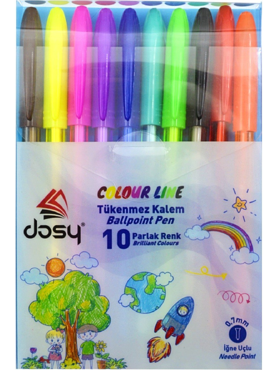 Dosy Colour Lıne 0,7Mm 10'Lu Karışık Tükenmez Kalem