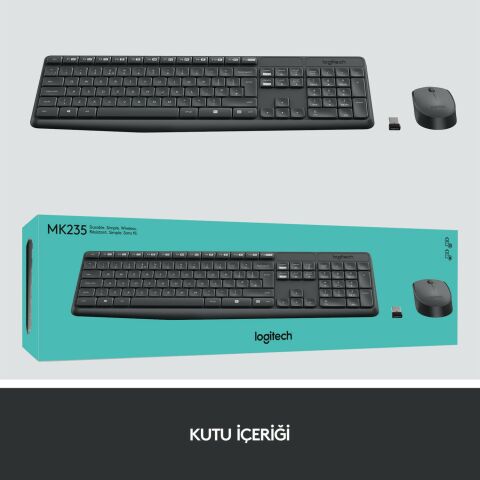 Logitech MK235 USB Kablosuz Türkçe Klavye Mouse Seti