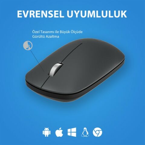 Lenovo Lecoo WS214 1200 DPI 4 Tuşlu Kablosuz Sessiz Mouse - Gri
