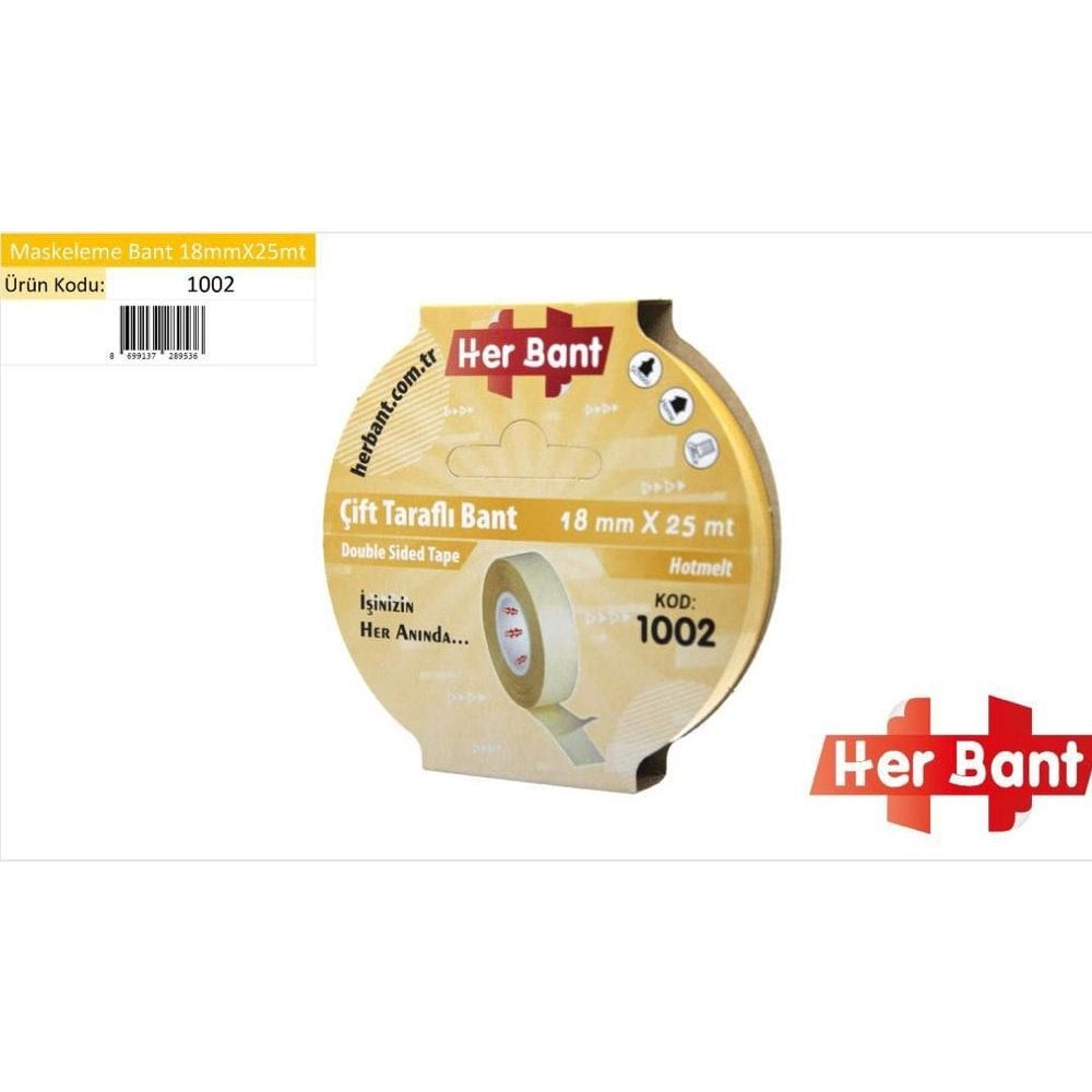 Herbant PP Hotmelt Çift Taraflı Bant 18mmx25mt