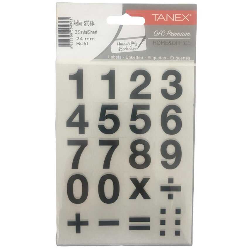 Tanex Etiket Stc-51 Rakam Etiketi 2.4 Cm 2 Sayfa - Siyah