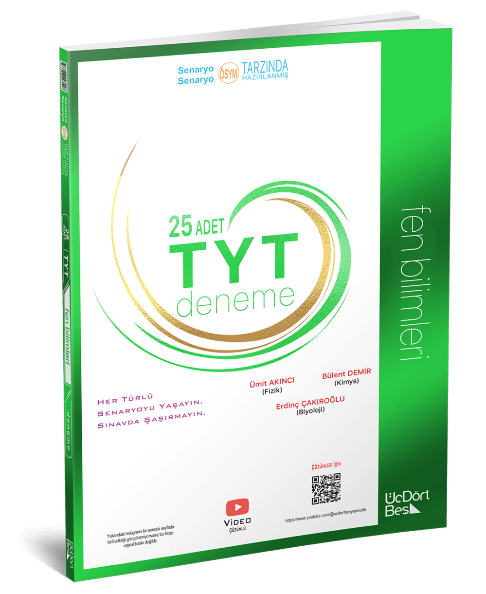 ÜçDörtBeş Yayınları TYT Fen Bilimleri 25 li Deneme