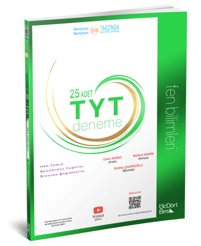ÜçDörtBeş Yayınları TYT Fen Bilimleri 25 li Deneme