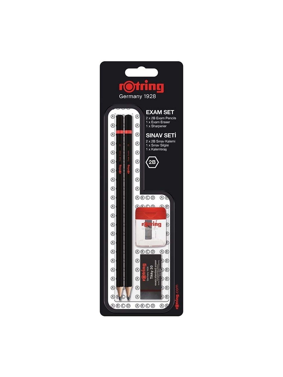 Rotring Sınav Seti (2'li 2B Sınav Kalemi+ Silgi+ Kalemtraş)