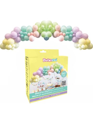 Balon Dekorasyonu 3lü Set Asorti Set 70'li - Makaron