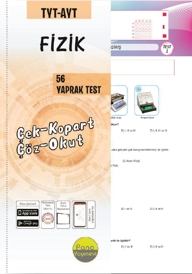 Pano Tyt-Ayt Fizik Yaprak Testleri (56 Adet) Çek Kopart