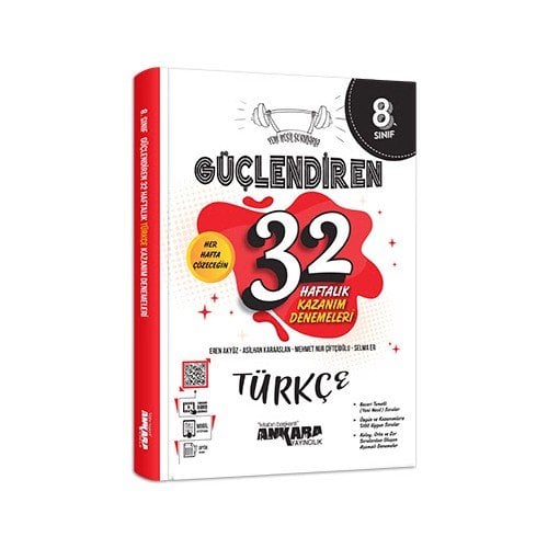 Ankara Yayıncılık 8.Sınıf Güçlendiren 32 Haftalık Türkçe Kazanım Denemeleri