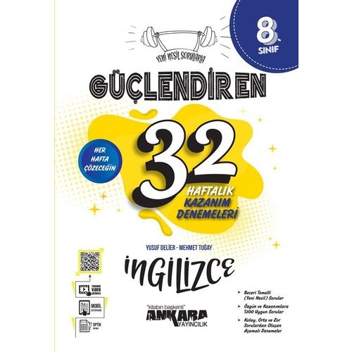 Ankara Yayıncılık 8.Sınıf Güçlendiren 32 Haftalık İngilizce Kazanım Denemeleri