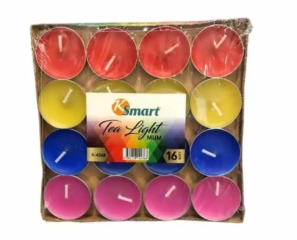 Ksmart Tealight Mum Yuvarlak Karma Renk 16 Lı K-4368