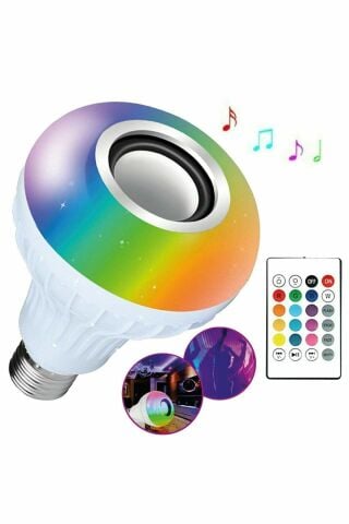 5m Led Bluetooth Ampul Hoparlör Ve Renk Seçeneği 12w Kumandalı Rgb