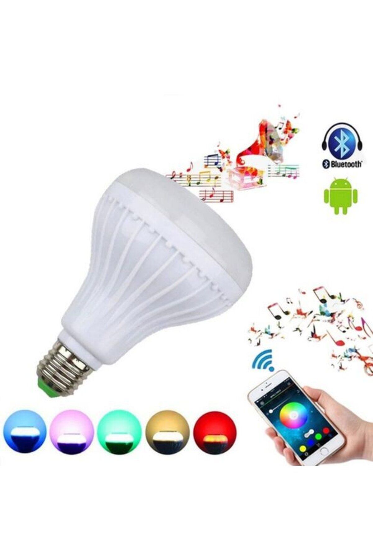 5m Led Bluetooth Ampul Hoparlör Ve Renk Seçeneği 12w Kumandalı Rgb
