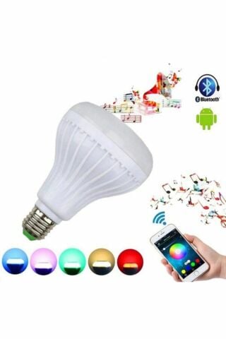5m Led Bluetooth Ampul Hoparlör Ve Renk Seçeneği 12w Kumandalı Rgb