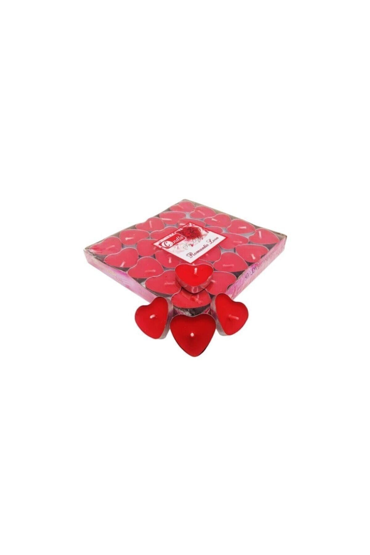 Wucai Mum Tealight Kırmızı Kalp 50'li