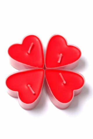 Wucai Mum Tealight Kırmızı Kalp 50'li