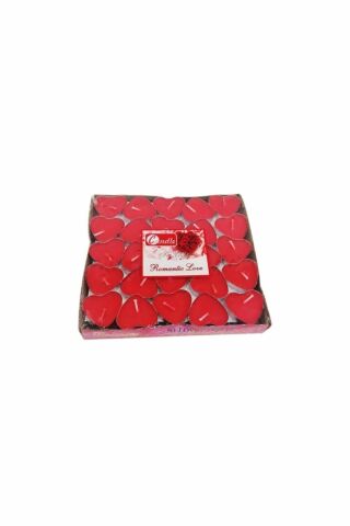 Wucai Mum Tealight Kırmızı Kalp 50'li