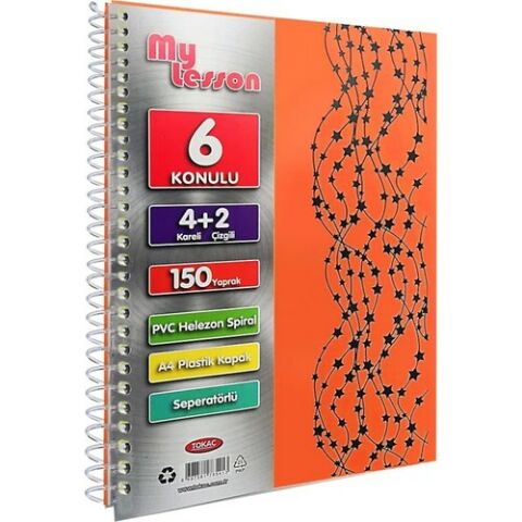 Tokaç U4 4+2 150 Ypr A4 Spr. Ayraçlı Defter 4 Kareli 2 Çizgili
