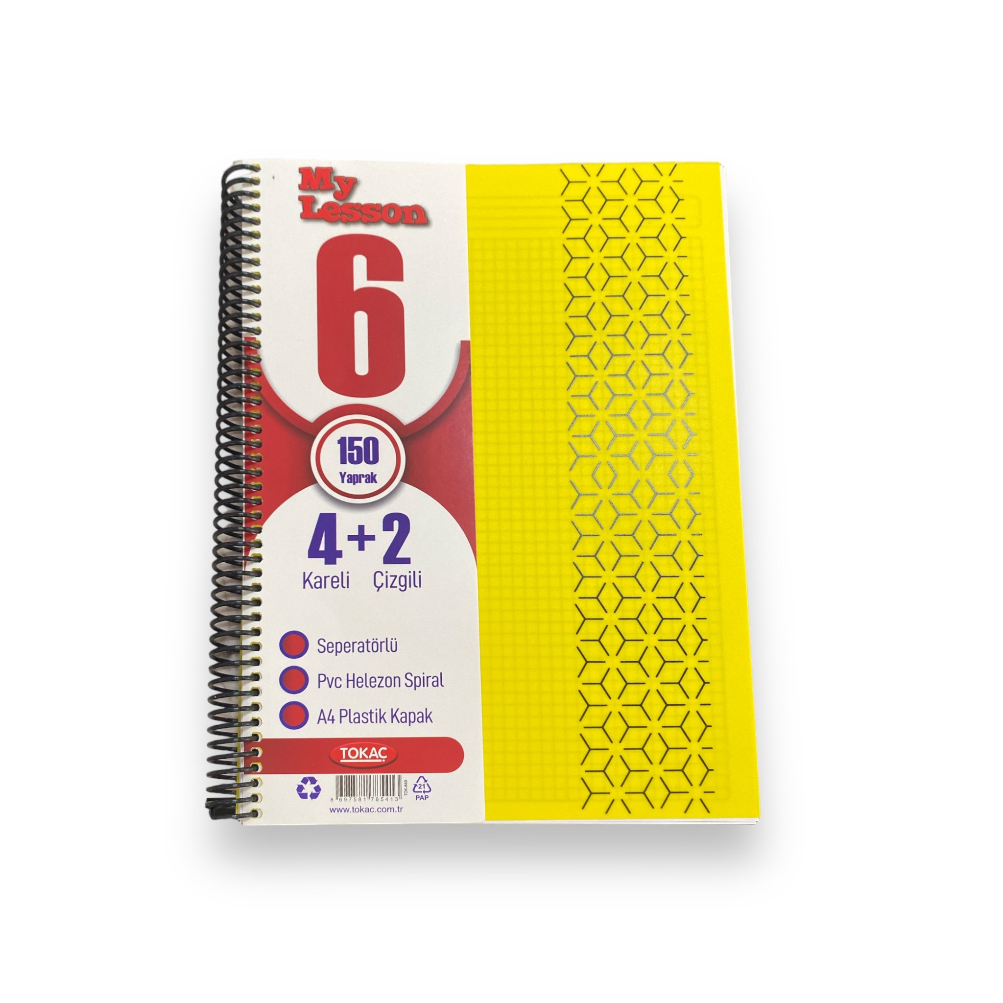 Tokaç U4 4+2 150 Ypr A4 Spr. Ayraçlı Defter 4 Kareli 2 Çizgili