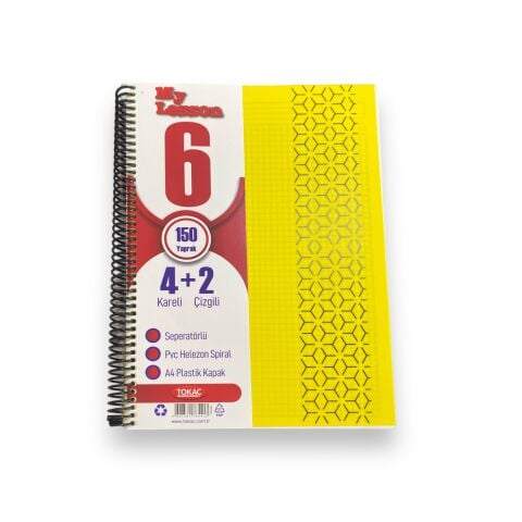 Tokaç U4 4+2 150 Ypr A4 Spr. Ayraçlı Defter 4 Kareli 2 Çizgili