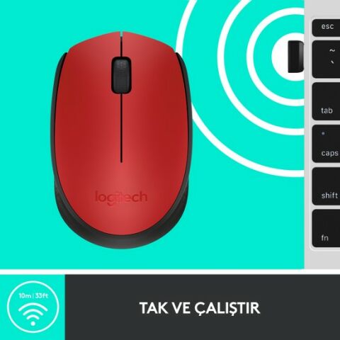 Logıtech M171 Kablosuz Mouse - Kırmızı