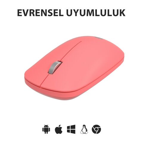 Lenovo Lecoo WS214 1200 DPI 4 Tuşlu Kablosuz Sessiz Mouse - Pembe