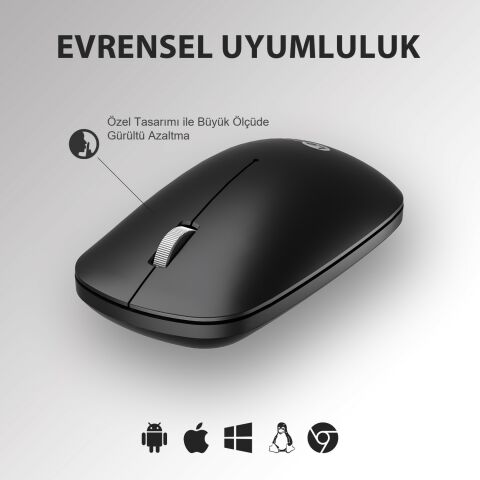 Lenovo Lecoo WS214 1200 DPI 4 Tuşlu Kablosuz Sessiz Mouse - Siyah