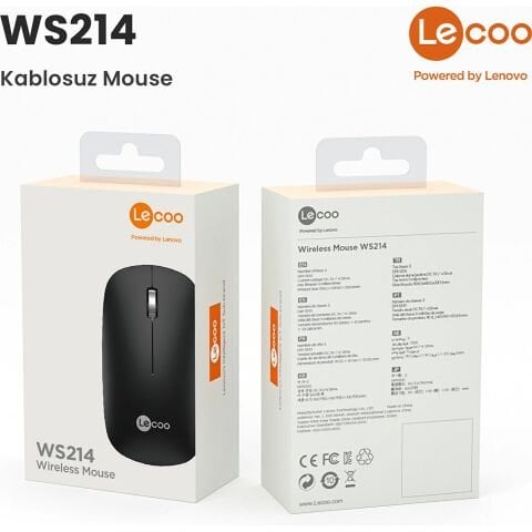 Lenovo Lecoo WS214 1200 DPI 4 Tuşlu Kablosuz Sessiz Mouse - Siyah