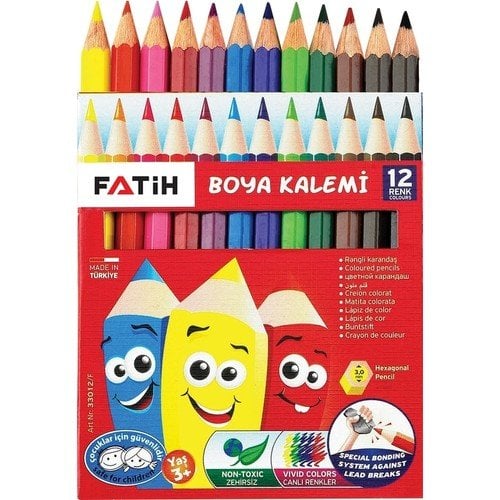 Fatih Boya Kalemi 12 Renk yarım Boy karton Kutu