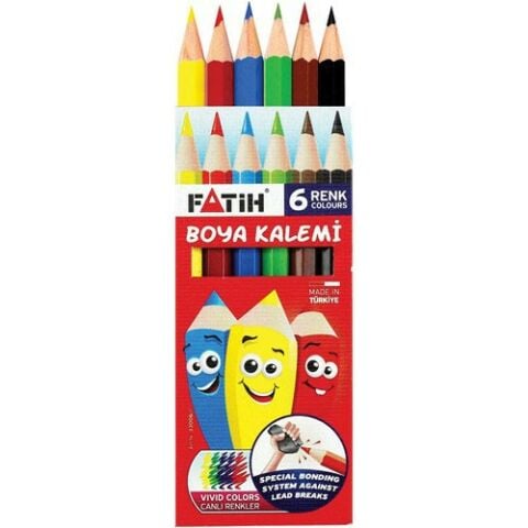 Fatih Boya Kalemi 6 Renk yarım Boy karton Kutu