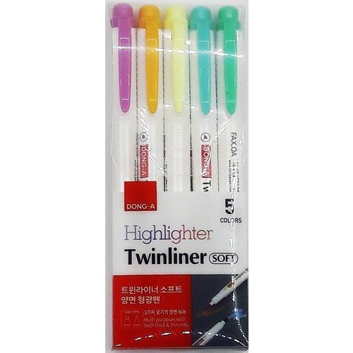 Dong-A Twinliner Soft Fosforlu Kalem Çift Taraflı 5 li Set