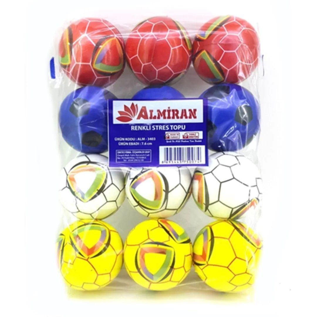 Almiran Alm-3403 Stres Topu 7.6cm Orta Boy - Karışık Renkli