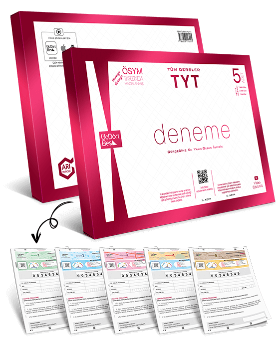 ÜÇ DÖRT BEŞ TYT Tüm Dersler 5’li Paket Deneme