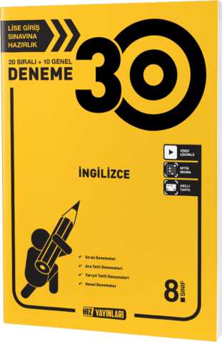 Hız Yayınları 8. SINIF İNGİLİZCE DENEME 30 LU