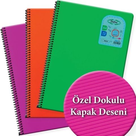 Defne Nova A4 Spiralli Pp Kapak 40 Yaprak Çizgili Defter
