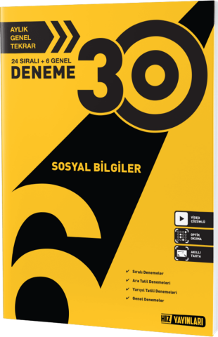 Hız Yayınları 6. SINIF SOSYAL BİLGİLER DENEME 30 LU