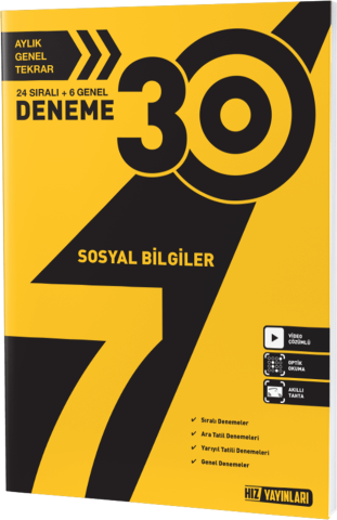 Hız Yayınları 7. SINIF SOSYAL BİLGİLER DENEME 30 LU