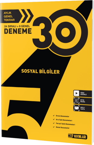 Hız Yayınları 5. SINIF SOSYAL BİLGİLER DENEME 30 LU