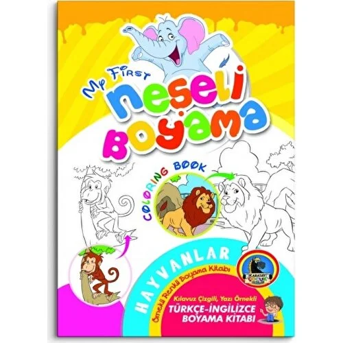 Karatay Türkçe - İngilizce Neşeli Boyama Kitabı Örnekli 32 Syf.