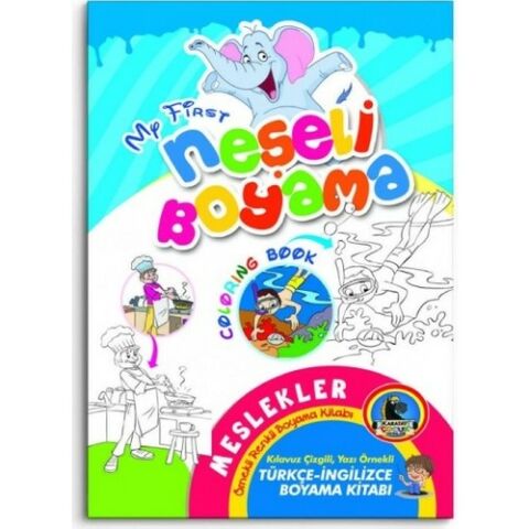 Karatay Türkçe - İngilizce Neşeli Boyama Kitabı Örnekli 32 Syf.