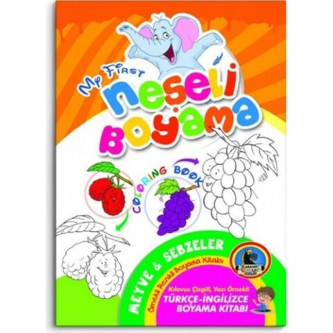 Karatay Türkçe - İngilizce Neşeli Boyama Kitabı Örnekli 32 Syf.
