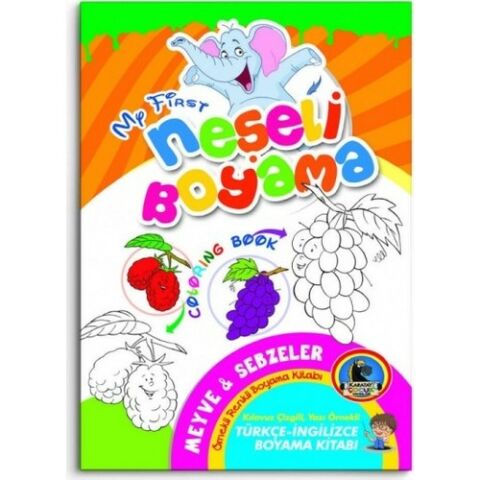 Karatay Türkçe - İngilizce Neşeli Boyama Kitabı Örnekli 32 Syf.