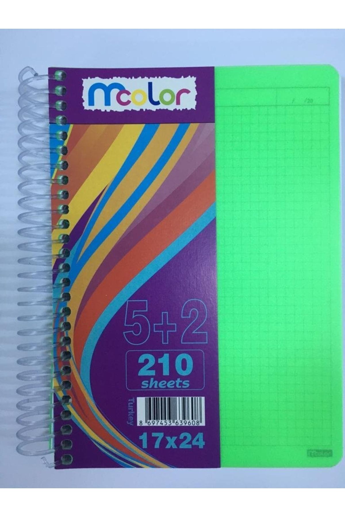 Mcolor Spiralli Ayraçlı Seperatörlü Defter Plastik Kapak 17x24cm 210yp. 5 Kareli+2 Çizgili